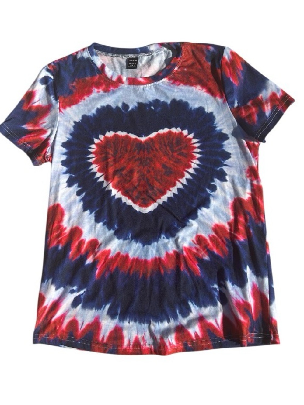 SHEIN Kids Red & Blue Tie-Dye Heart Tee